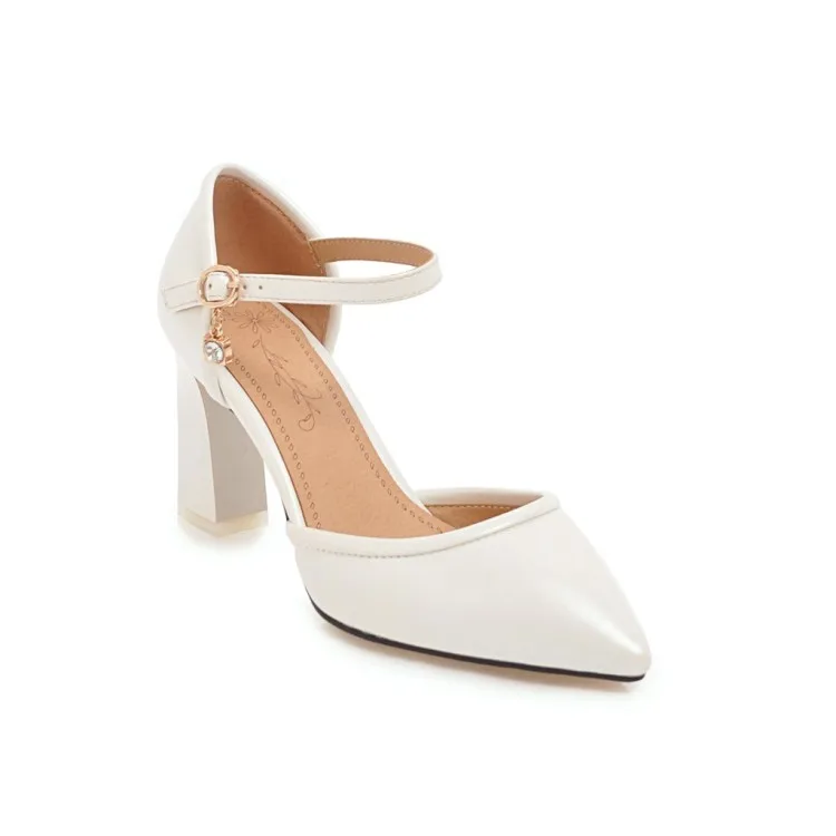 Сандалии женские на высоком каблуке летние туфли с заостренным носком толстые