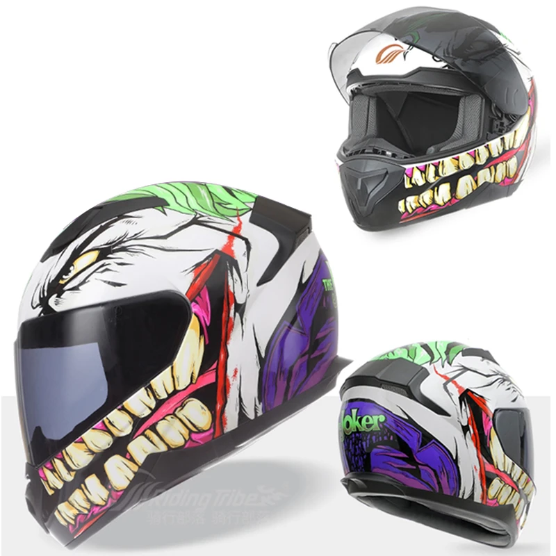 Мотоциклетный шлем всесезонный защитный на все лицо со съемным зимним
