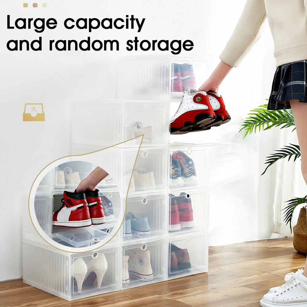 

1Pcs Stackable Shoe Storage Box Clear Plastic Shoe Organizer Drawer Type Sneaker Shoes Container Shoes Organizer Wholesale Ship
