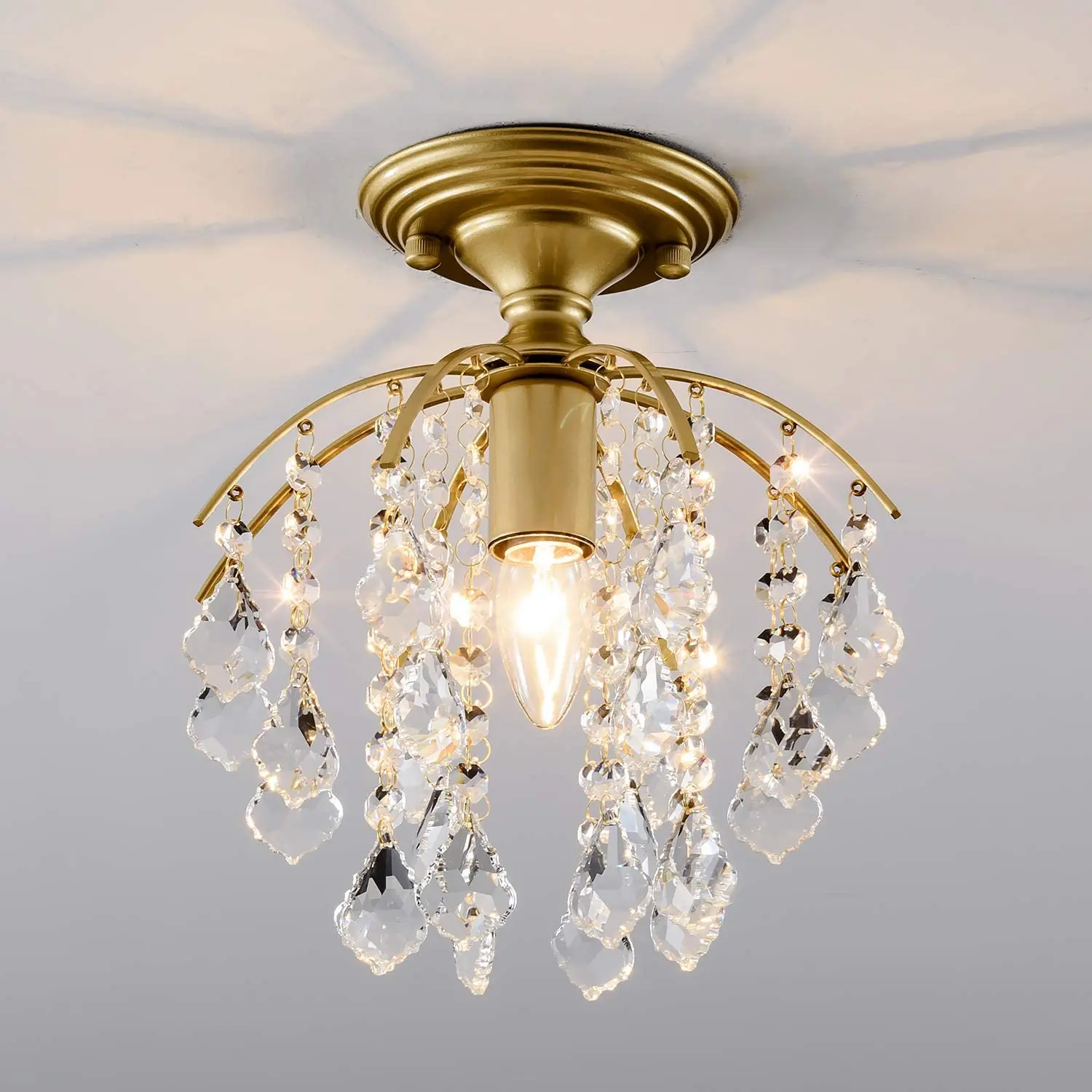 

Crystal Chandelier Lighting,Elegant Crystal Chandeliers Ceiling Lights with E27 Chandeliers Ceiling Light for Bedroom Hallway