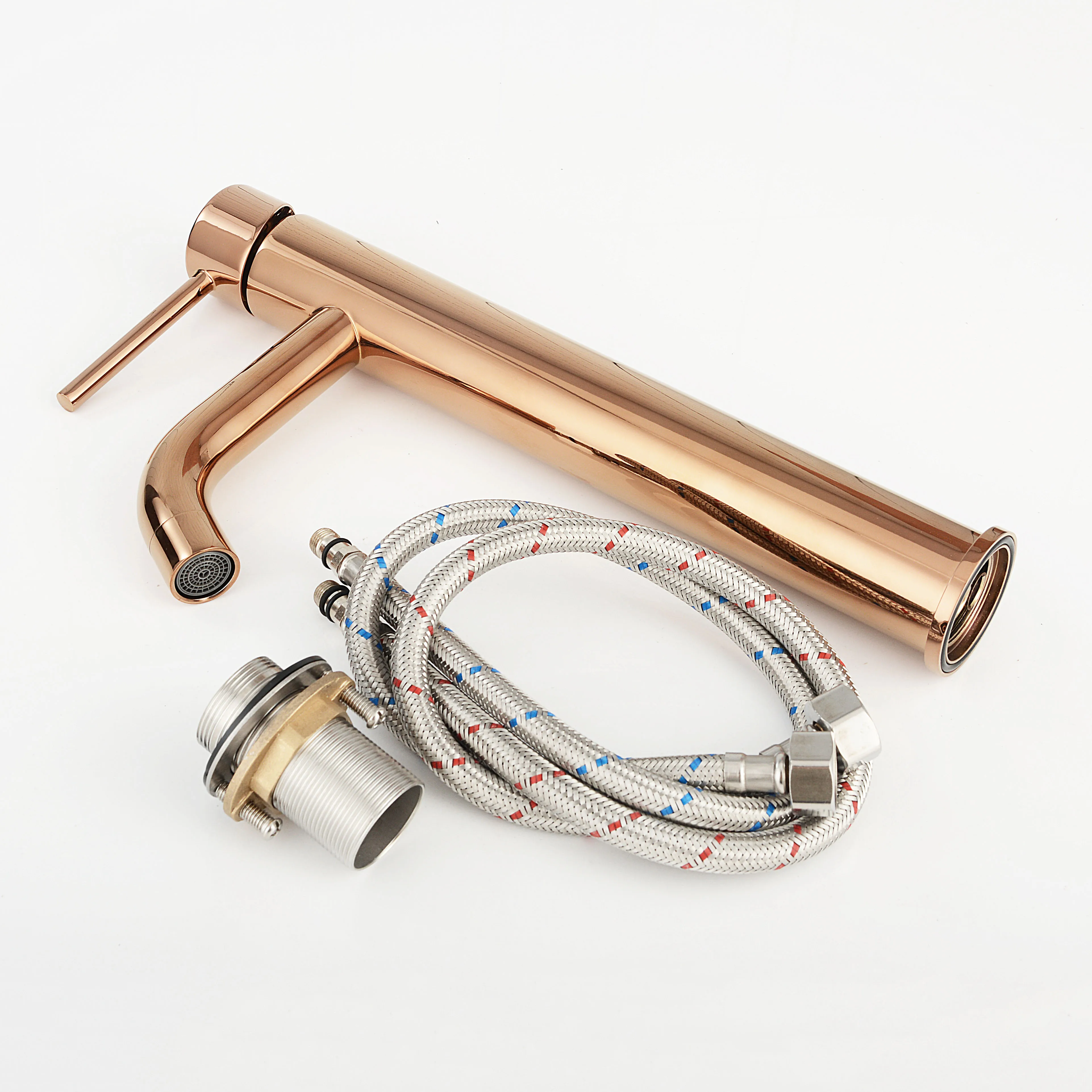 Розовое золото кран для раковины ванной комнаты на одно отверстие с одной ручкой