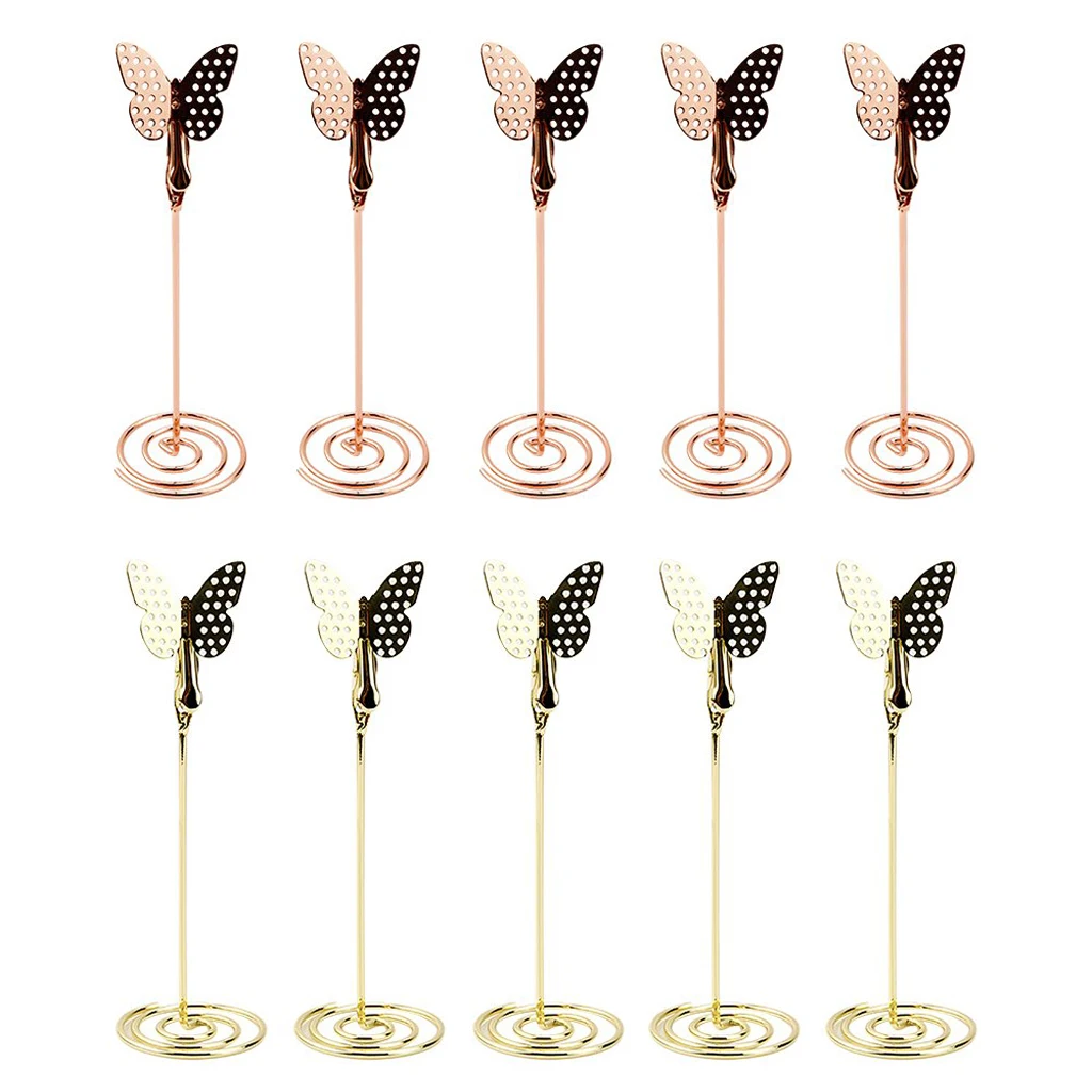 10 шт. держатель для стола с цифрами в виде бабочки из розового золота карточка