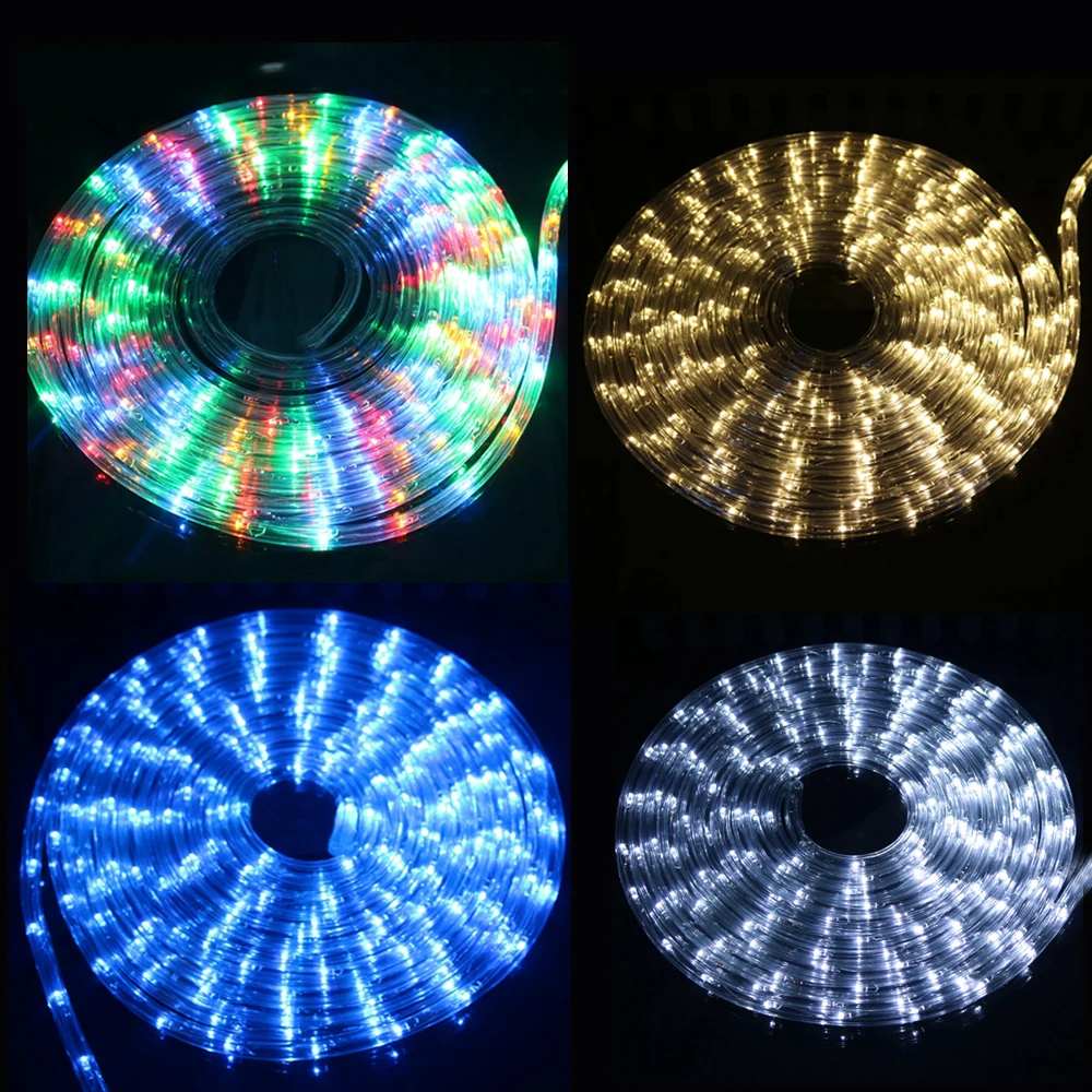 AC220V гибкая светодиодная лента светильник водонепроницаемый RGB теплый белый Радужный трубчатый канат 8 режимов Открытый Сад Рождество праздничное украшение
