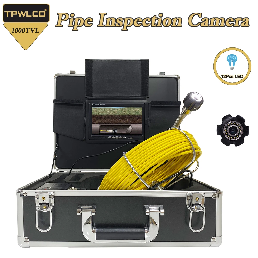 

7 Inch LCD DVR 1000TVL Pipe Inspection 23mm Camera Lens 20M/30M/40M/50M Cable Drain Sewer Pipeline Industrial Endoscope Camera