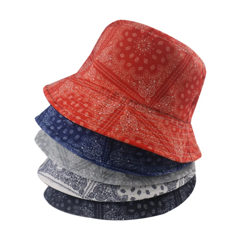 

2021 New Fashion Vintage Print Bucket Hats Reversible Bob Chapeau Femme Hip hop Caps Gorro Men Fisherman Hat