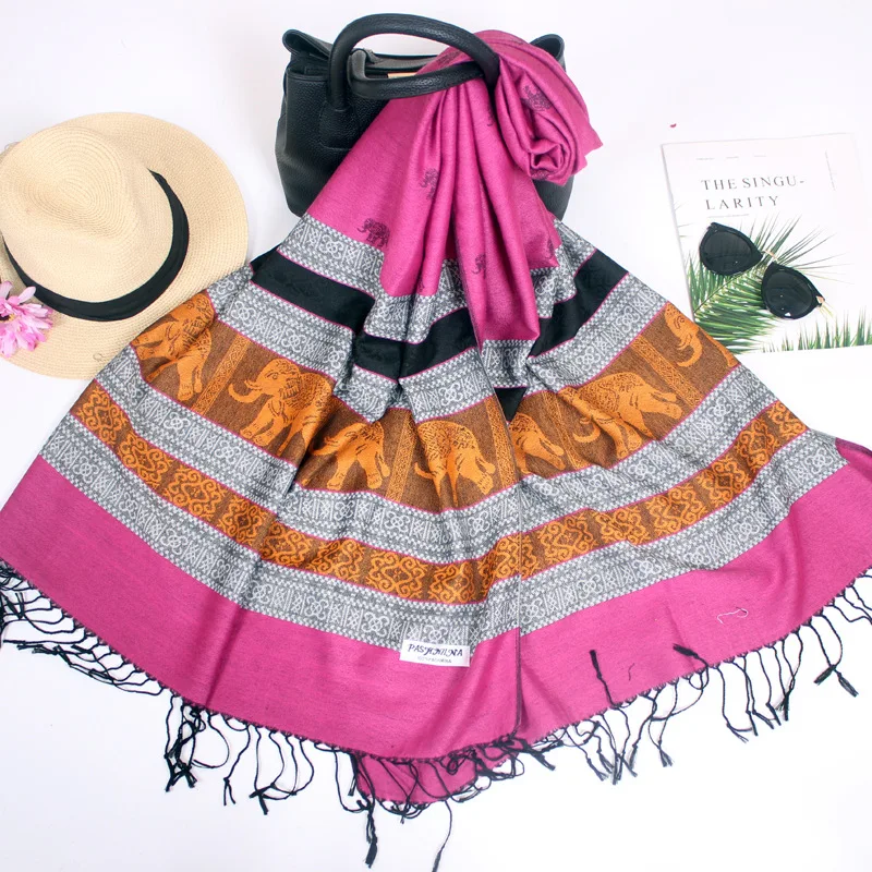 Тайский серебряный модель слона Непал супер из жаккардовой ткани с бахромой