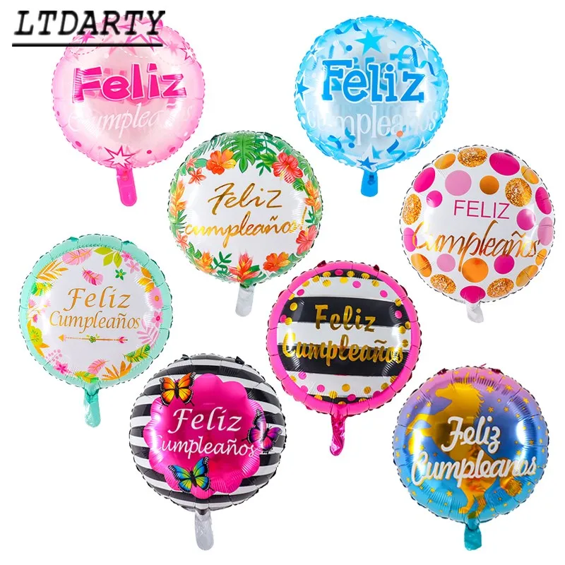 10/5 шт. 18 дюймов испанский фольгированные шары С Днем Рождения Feliz cumpleaños воздушный