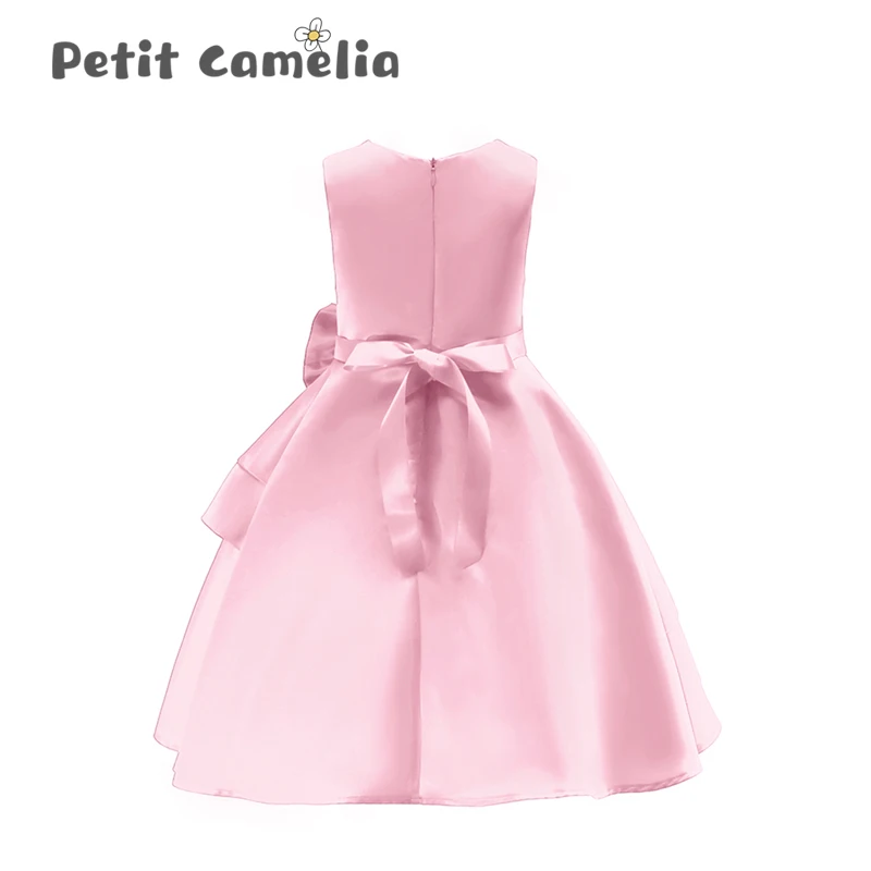 Летнее платье для маленьких девочек Повседневное принцессы с бантом и поясом без