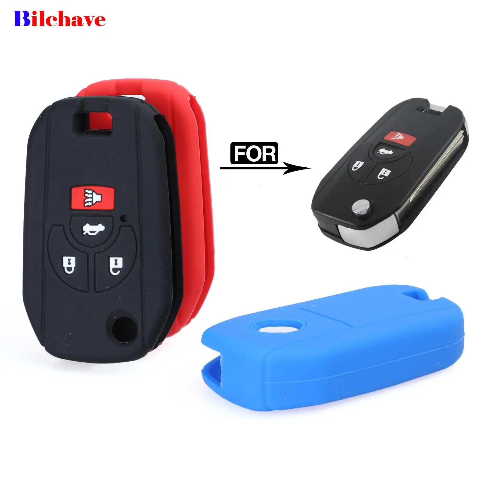 

Jingyuqin модифицированный силиконовый чехол-книжка с 4 кнопками для дистанционного ключа для Nissan Versa Rogue