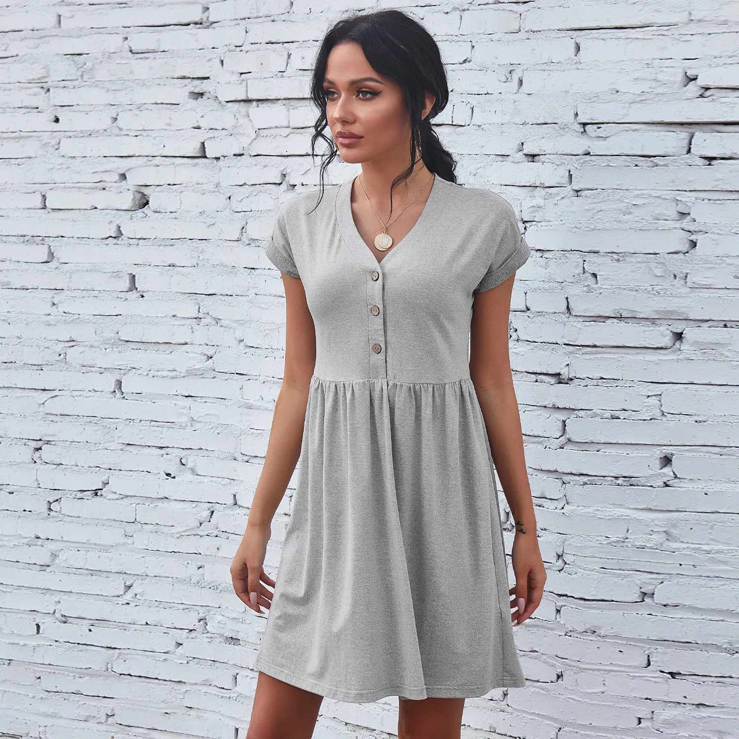 

Preppy Style Women Dress Plus Size Party Dresses Women Evening 2021 V-Neck Button Sexy Dress Vintage Women Clothing Print