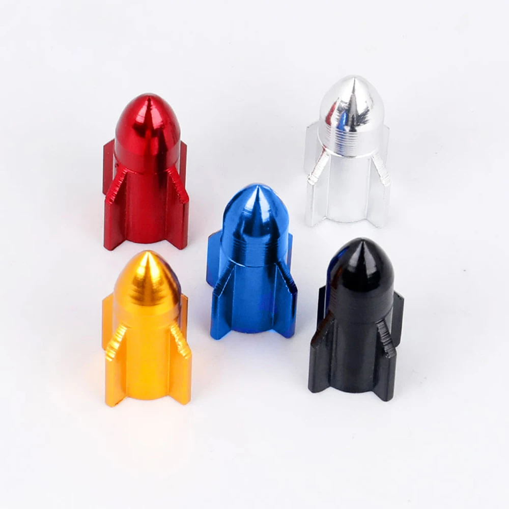 

4pcs Aluminum Alloy Rocket Shape Color CNC Bicycle Valve Cap Random Color