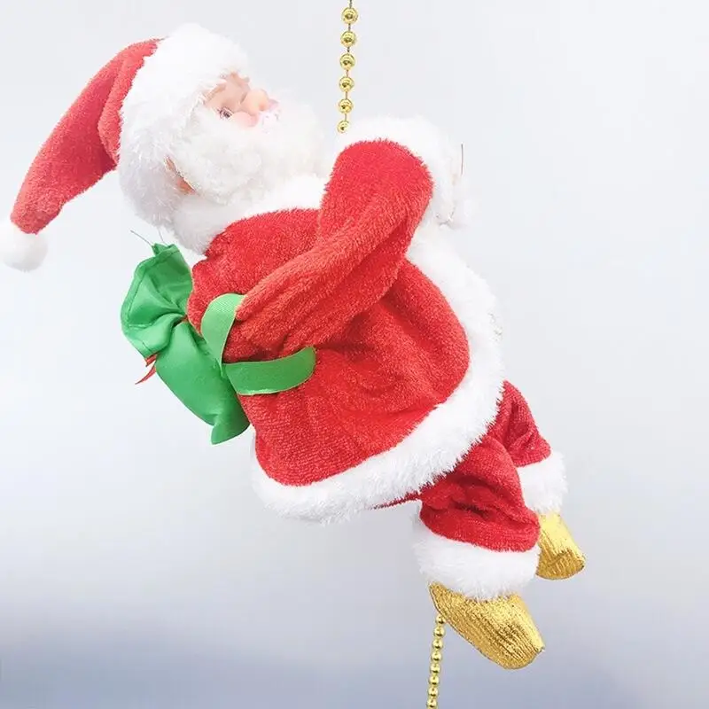 

Electric Climbing Ladder Santa Claus Christmas Figurine Ornament Climb Up The Beads and Go Down Repeatedly Kids Toy Gifts New