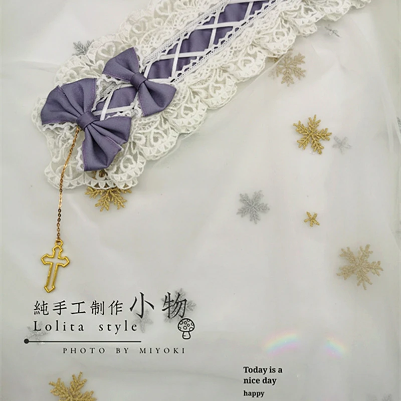 

Korean Soft Girl Gray Purple Sweet Lolita Kawaii Lace Bow Hair Band Hairpin Japanese Vintage Princess Hair Ornament Headband