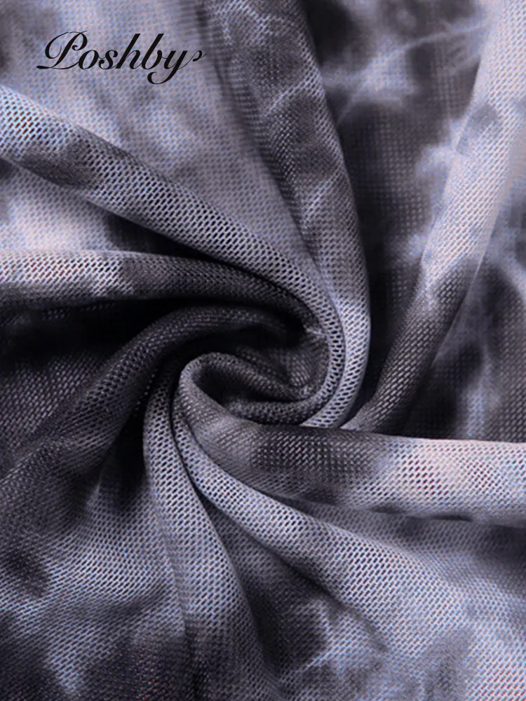 

Poshby Summer Women Mesh See Through Tassel Dress Sexy Sleeveless Stretch Skinny Mini Dresses Fashion Club Streetwear Clothing