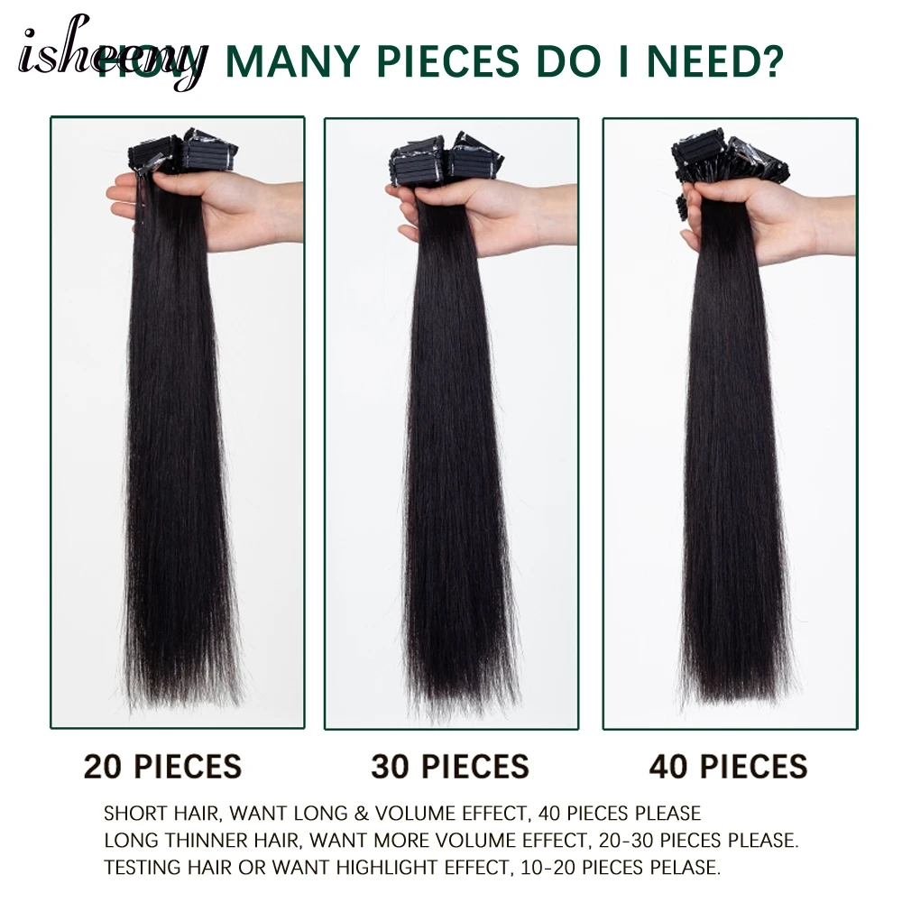 

Isheeny 40-50cm 6D Second Generation Hair Extensions 10pcs/set Invisible Micro Link Hair 100% Natural Human Hair 50 strands