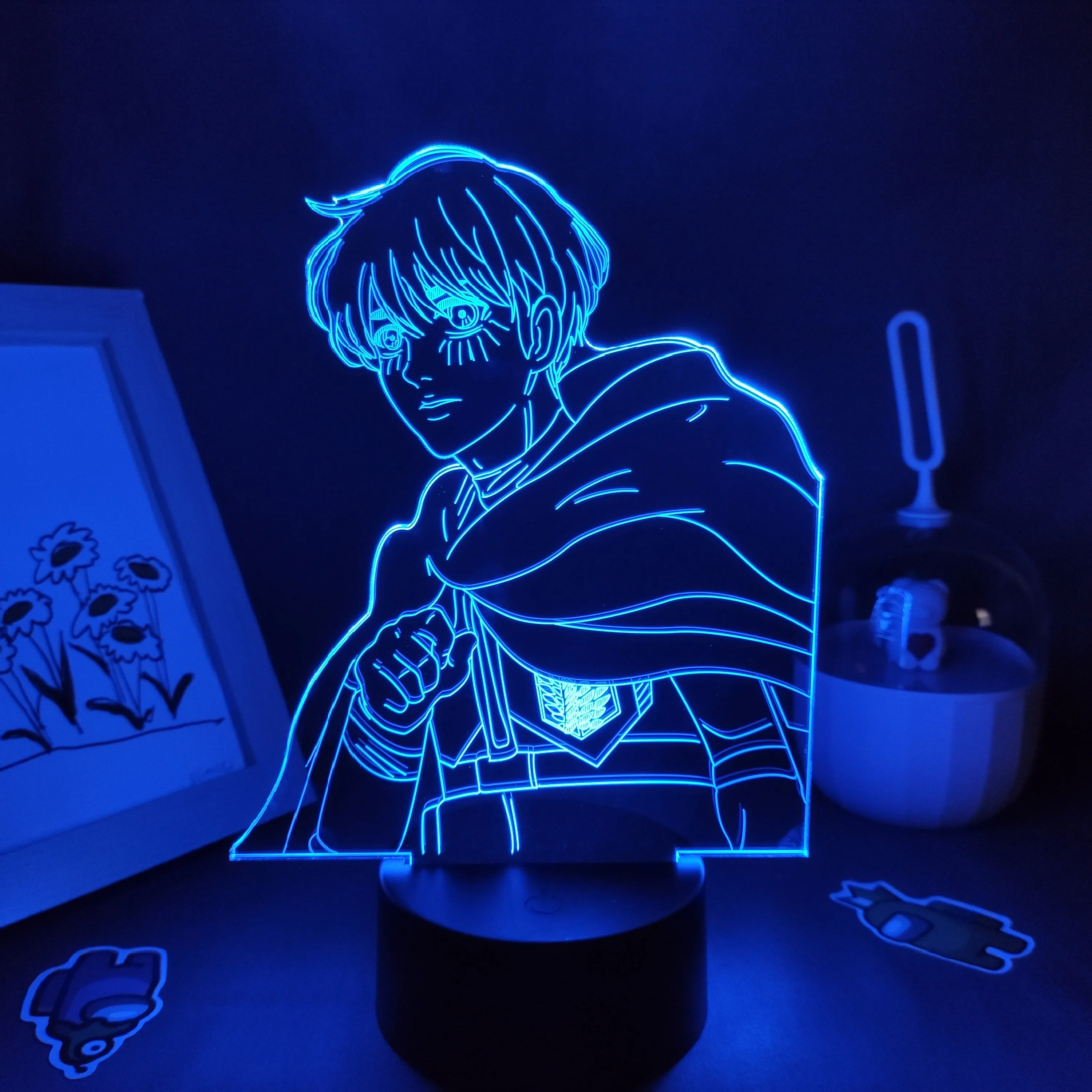 Фигурка аниме Атака Титанов 4 светодиодная Ночная лампа Эрена джегера Егера 3d