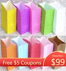 Бумажный мини-пакет разноцветные пакеты в горошек 18x9x6 см
