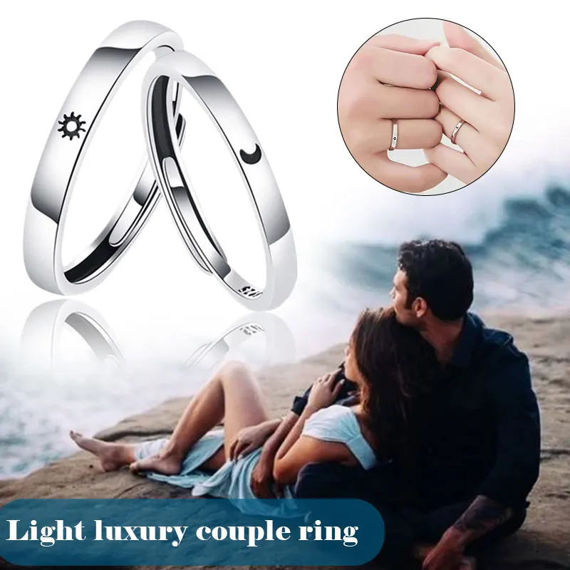

Комплект колец обещаний 2 шт., стильное серебряное кольцо с покрытием Солнца и Луны, подарок для пары, бойфренда, девушки H9
