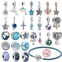 925 sterling silver summer ocean series murano glass sea turtle starfish beads fit original pandora charm bracelet women jewelry