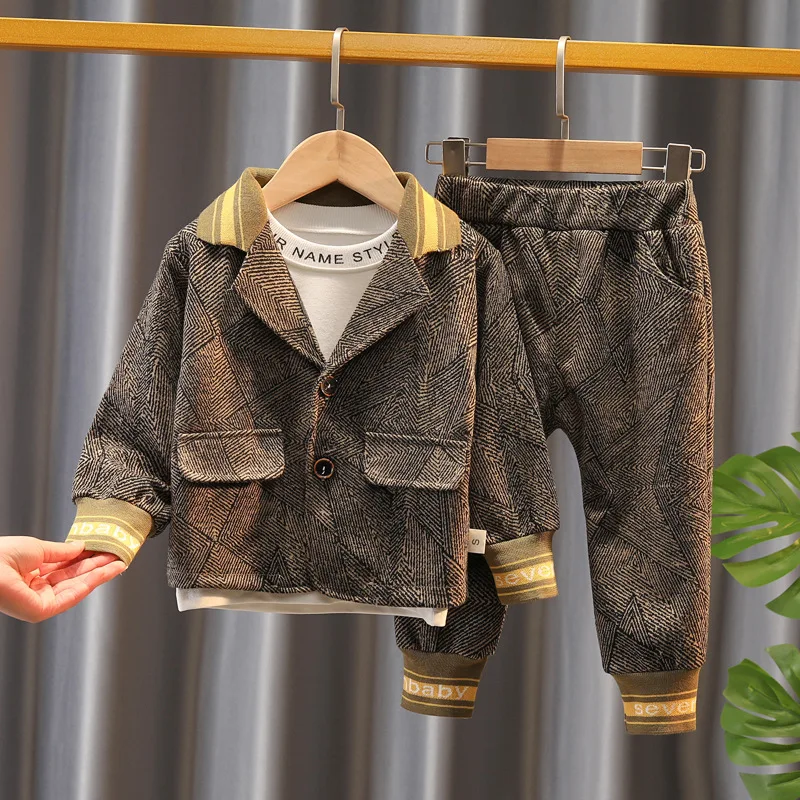 

Children's Suit New Boy Gentleman Korean Three Piece Jacket + T-shirt + Trousers Kids Clothes