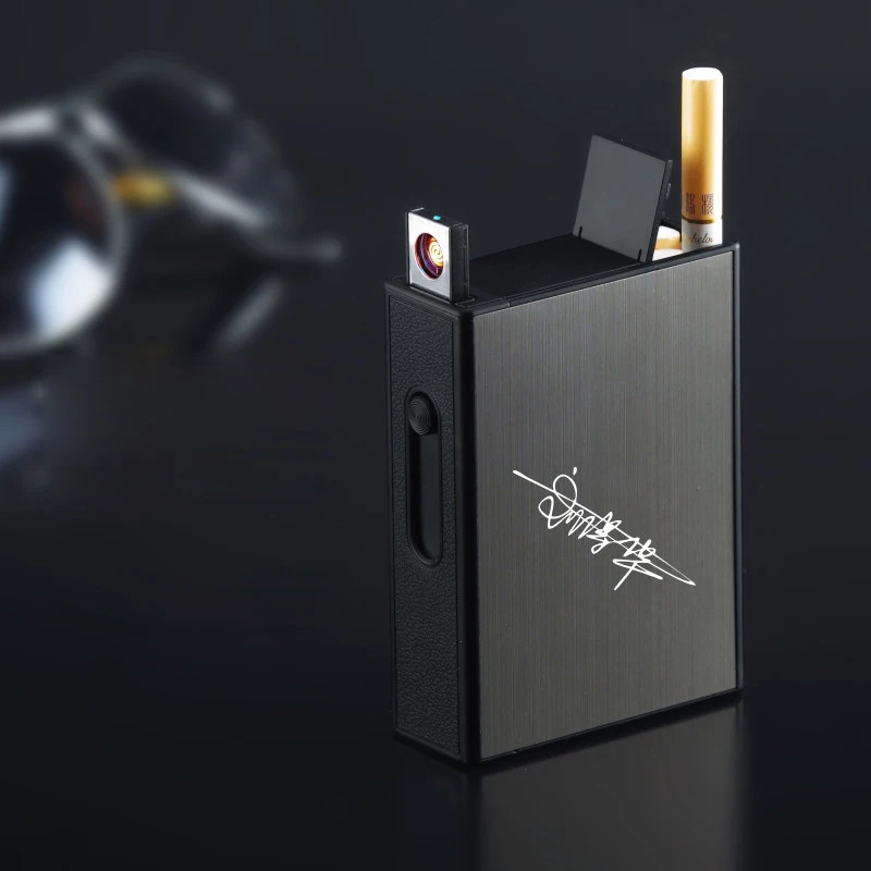 Новинка 20 упаковок металлический чехол для сигарет USB зарядка Электронная