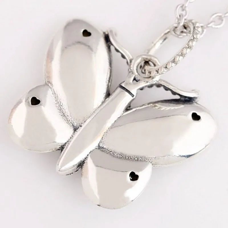 

100% 925 Sterling Silver Silver Butterfly Flying Simple Fashion Pendant Fit Pandora Women Bracelet & Necklace Diy Jewelry