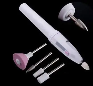 

1pc Nail Art Care Tips Electric Manicure Toe Nail Drill Buffing File Pen Tool Nail Drill Battery 5 White Handpiece Bit