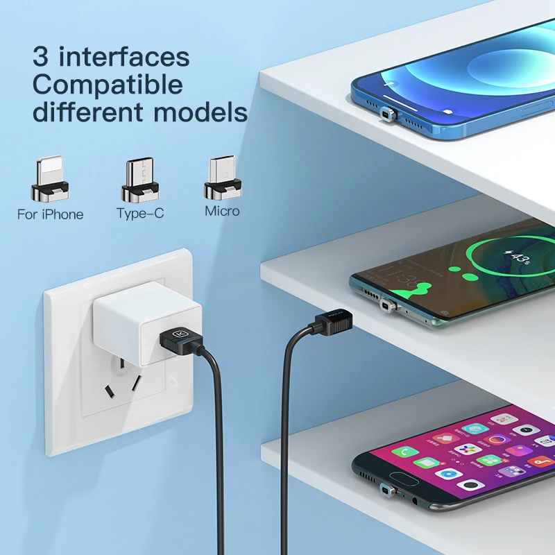 Магнитный кабель KUULAA шнур USB Type-C Micro C для iPhone Xiaomi Samsung магнитный телефонный
