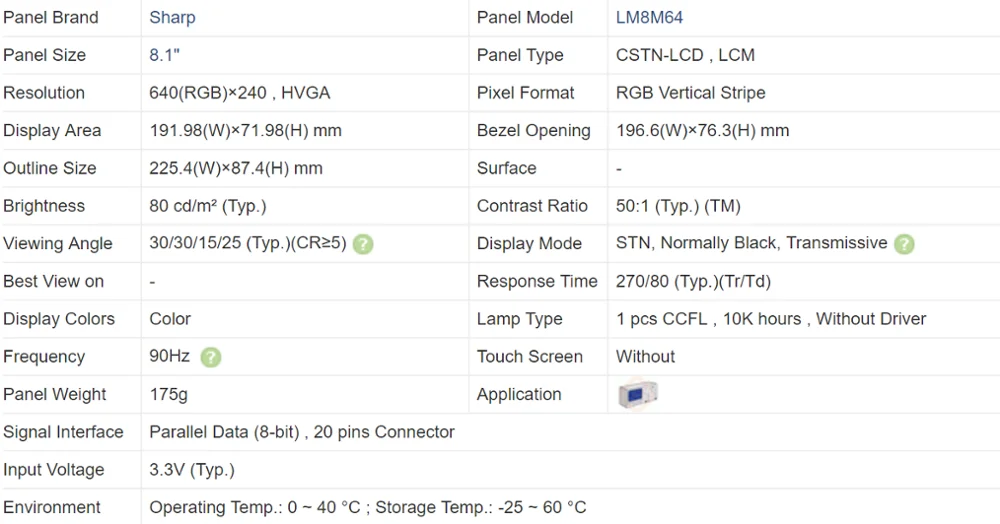 Поставка промышленного ЖК-дисплея LM8M64 LM8M64R 8 1 100% новый и оригинальный. |