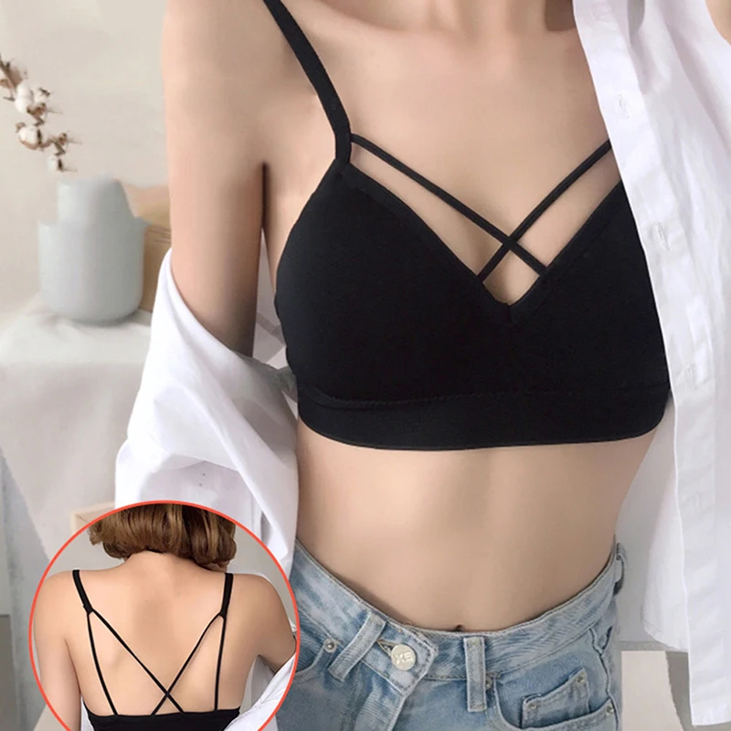 

Women Bra Fashion Thin Seamless Wire Free Bralette Cross Backless Seamless Bras For Femme Sexy Underwear Feminina