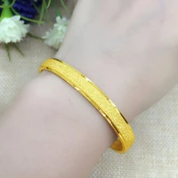 wholesale luxury jewelry open real gold bangles vintage frosted charm bangles for women cuff bracelets