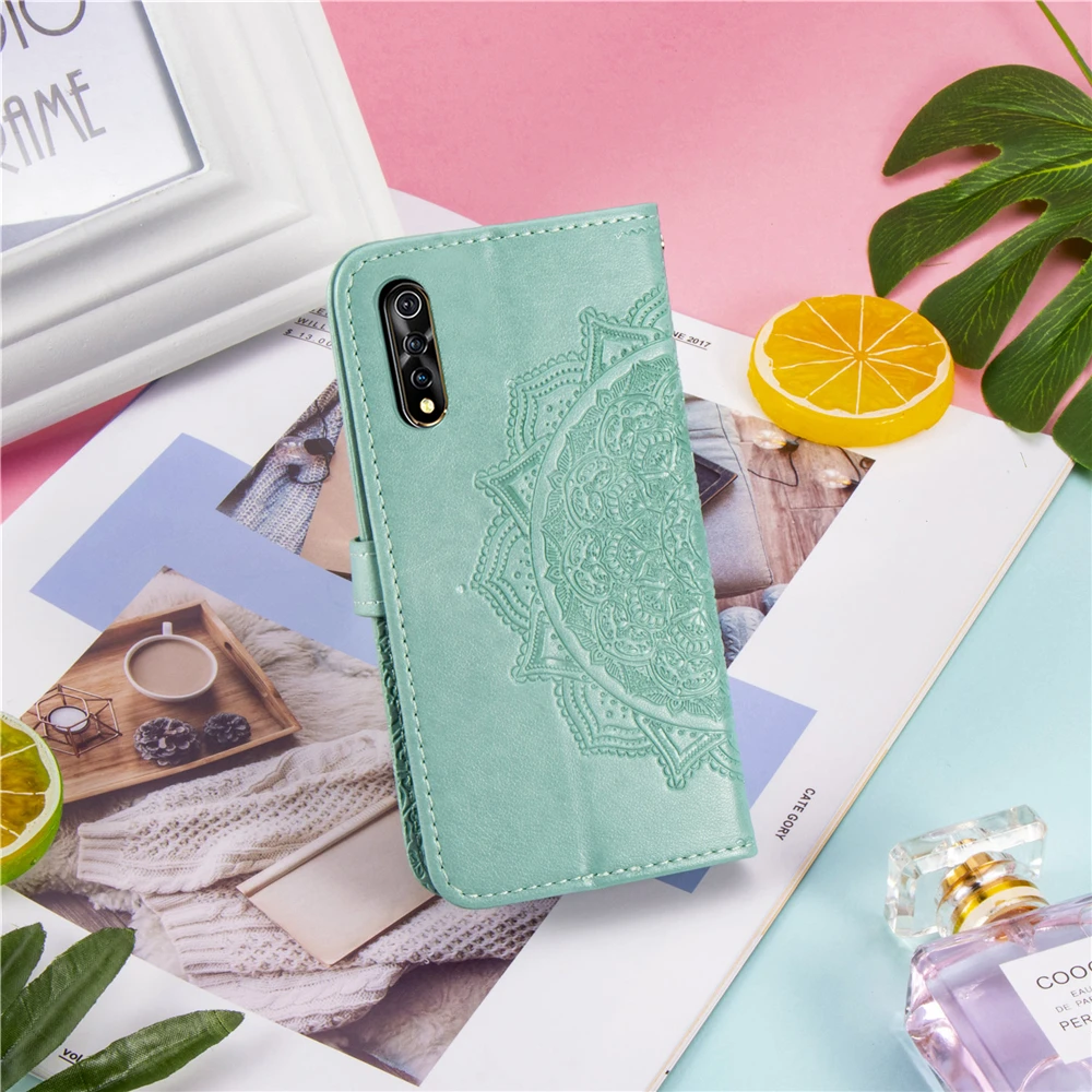 Роскошные Чехлы-книжки из мягкого ТПУ задняя крышка для VIVO Y7S S1 IQOO NEO Y17 Y3 V15 Pro X27 Y97 V9 тисненая Мандала кожаный флип чехол