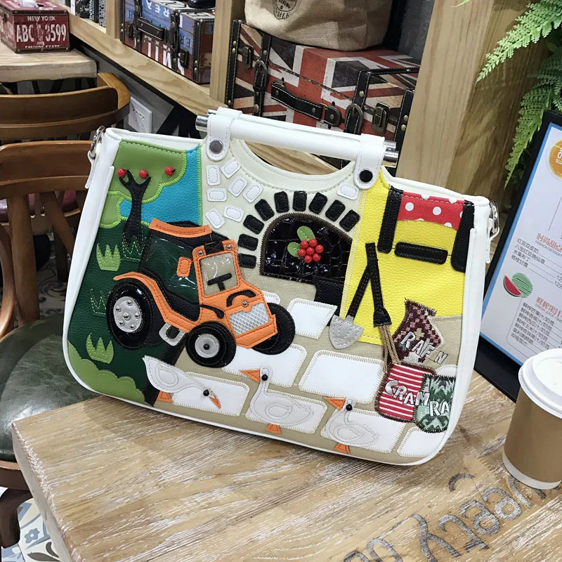 

Female Bag 2020 New European and American Fashion Casual Handbag Stitching Embroidery Messenger Bags Women Purse and Handbags