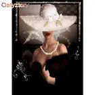 Картина из страз Женская в шляпе, 5d алмазная вышивка, квадратная мозаика ручной работы