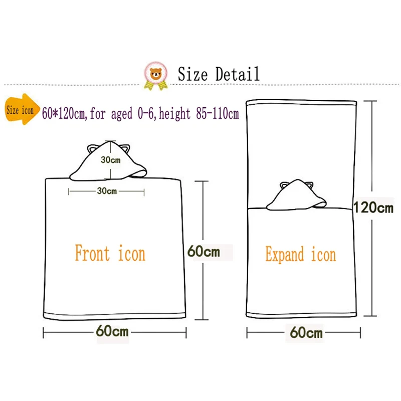 Детское пляжное полотенце из 100% хлопка с капюшоном | Мать и ребенок