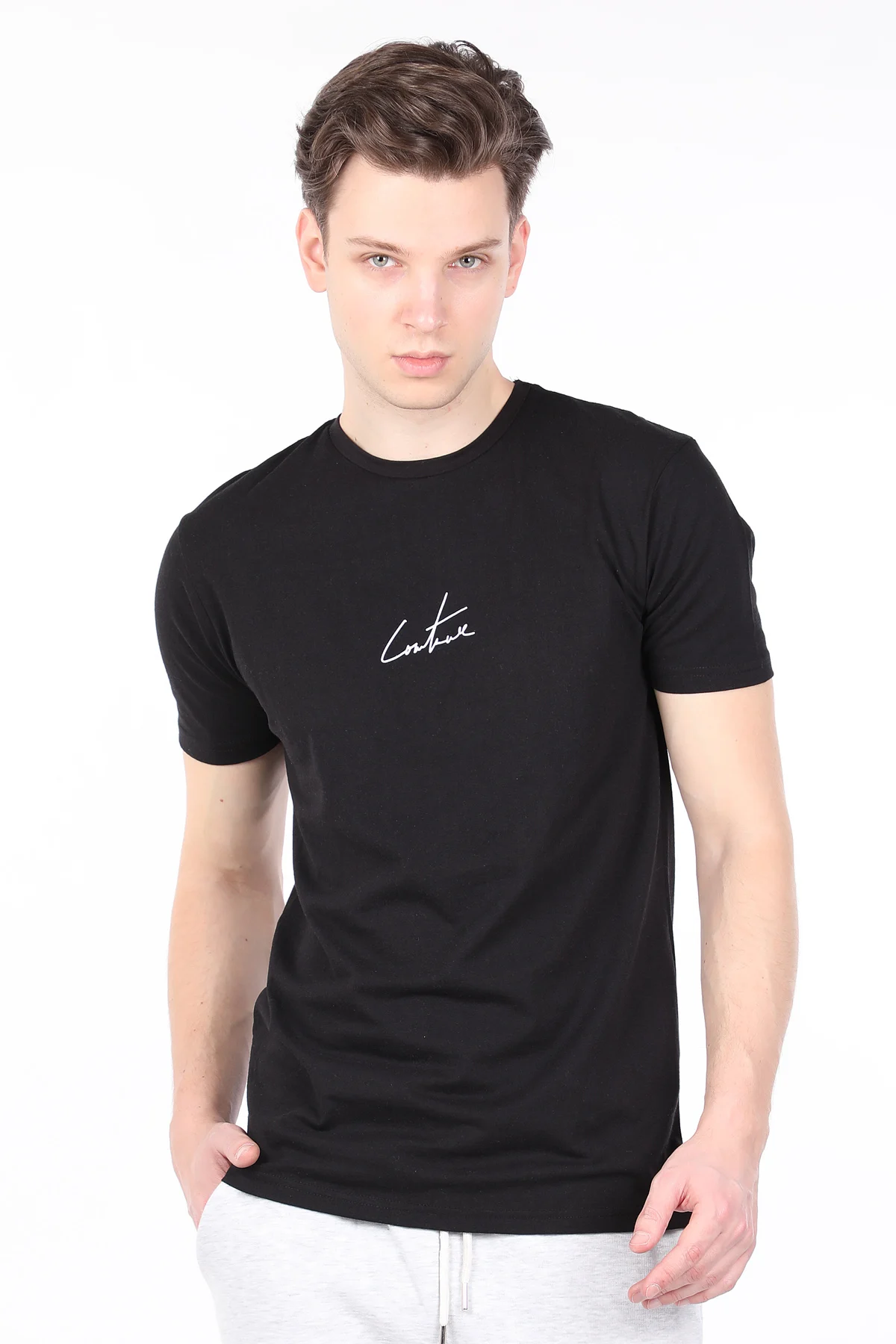 

Men's Black Back Written Bicycle Neck T-shirt