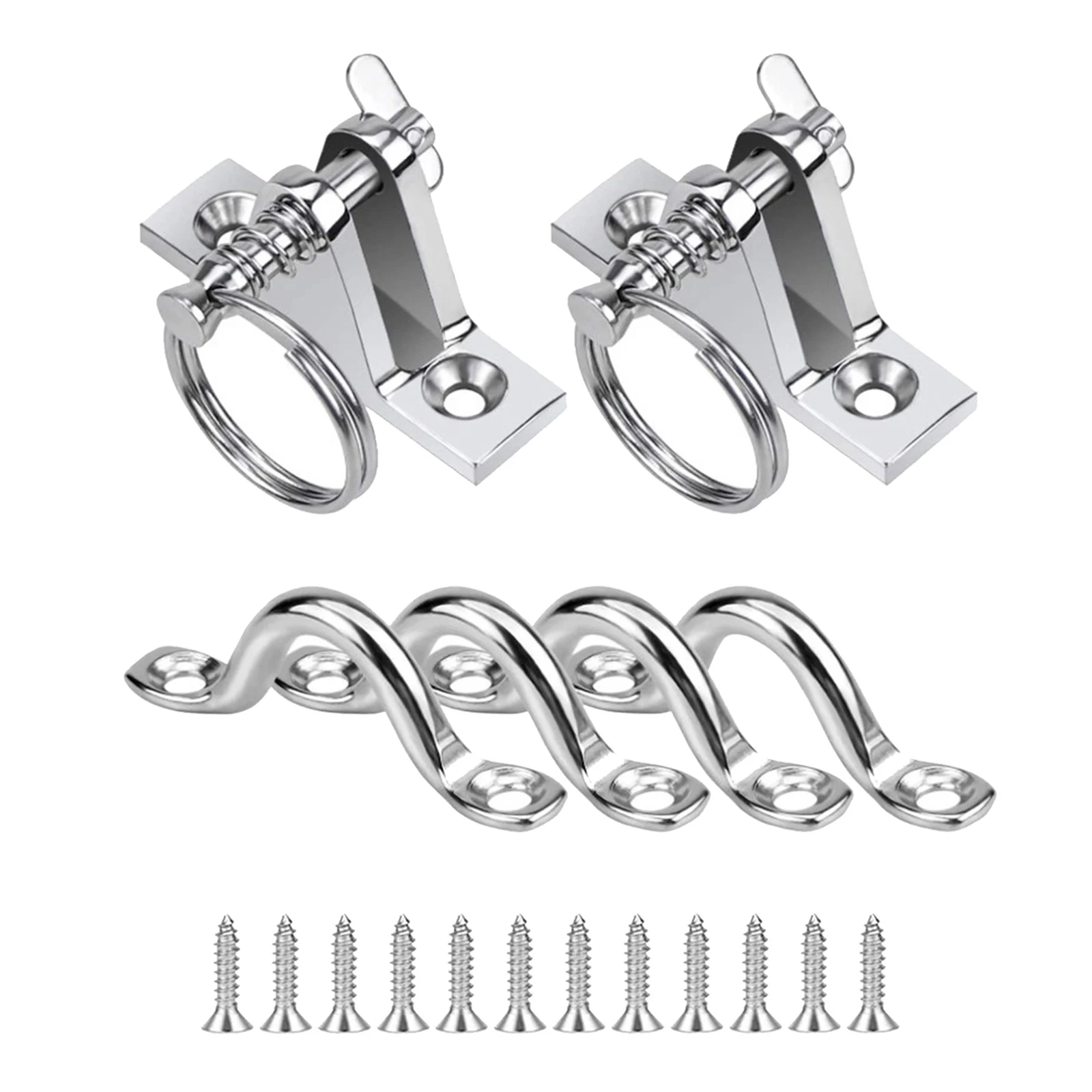 

SS316 Bimini Boat Top 90° Deck Hinge Mount w/4Pcs Eye Straps Quick Release Pin Kayak Hardware