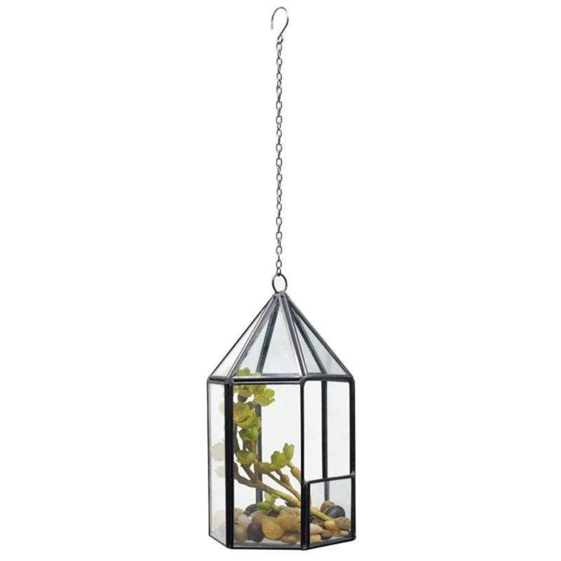 Стеклянный геометрический Террариум в форме домика суккулент папоротник мох