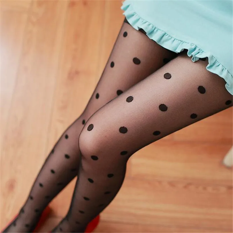 LJCUIYAO горошек узорные женские колготки модные милые девушки черные сексуальные