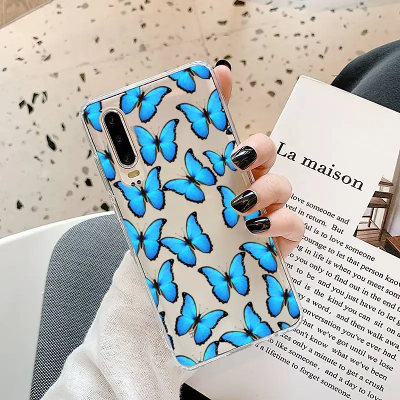 

butterfly blue animal cute Phone Case Transparent for Samsung A71 S9 10 20 HUAWEI p30 40 honor 10i 8x xiaomi note 8 Pro 10t 11