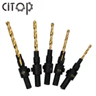 Сверло с титановым покрытием, 5 шт.компл., 14 дюйма, круглое, развертка с коническим хвостовиком отверстий, с гаечным ключом, сверла по дереву