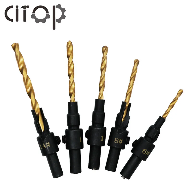Citop 5 шт./компл. 1/4 дюйма круглая развертка с коническим хвостовиком отверстие