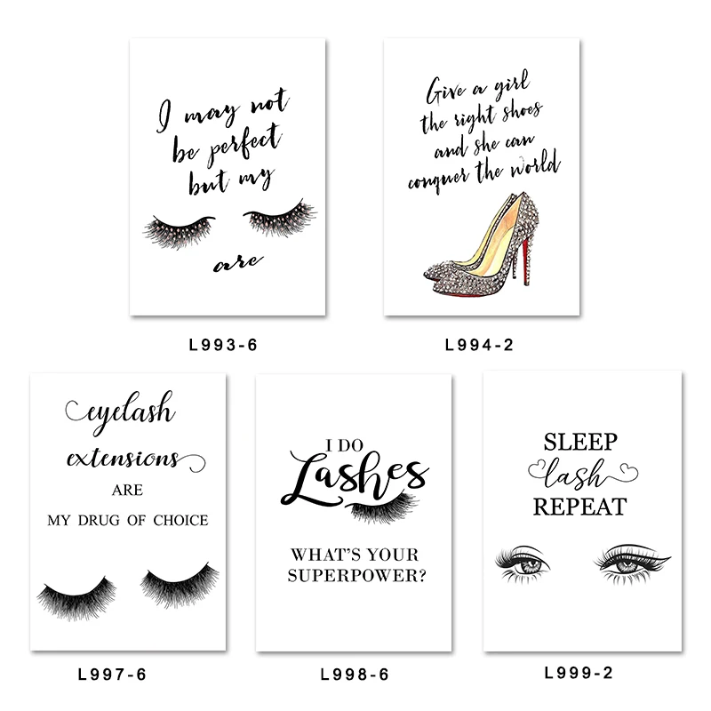 

Black White Makeup Fashion Poster Print Canvas Painting Trendy Eyelash Picture Beauty Salon High-heeled Shoes Girl Room Decor