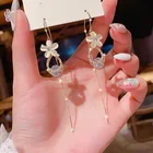 Серьги-подвески женские, с опалом, в форме цветка, стразы, 2021