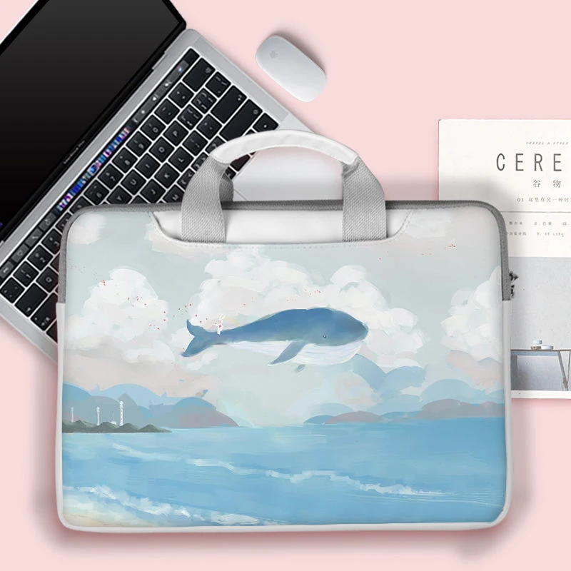cartoon laptop bag waterproof computer case for macbook air pro 13 14 15 15 6 16 1 pu laptop hand bag for dell hp huawei xiaomi free global shipping