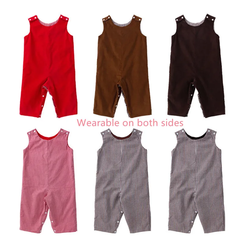

New Two-sided Wearable Baby One-piece With Shoulder Buckle Open File Boys And Girls Baby Sleeveless Vest Romper