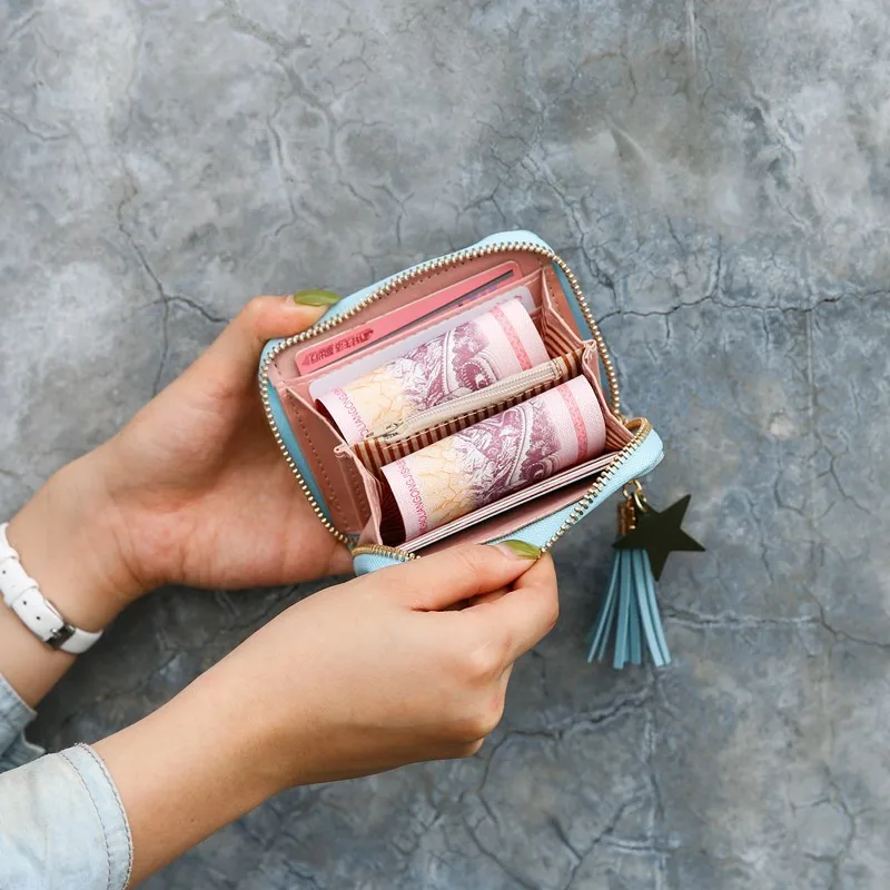 Простой маленький кошелек на молнии с мультипликационным принтом, короткий кошелек для монет, мини сумка для денег, красные милые женские кошельки, маленькие Walets для дам, Portfel