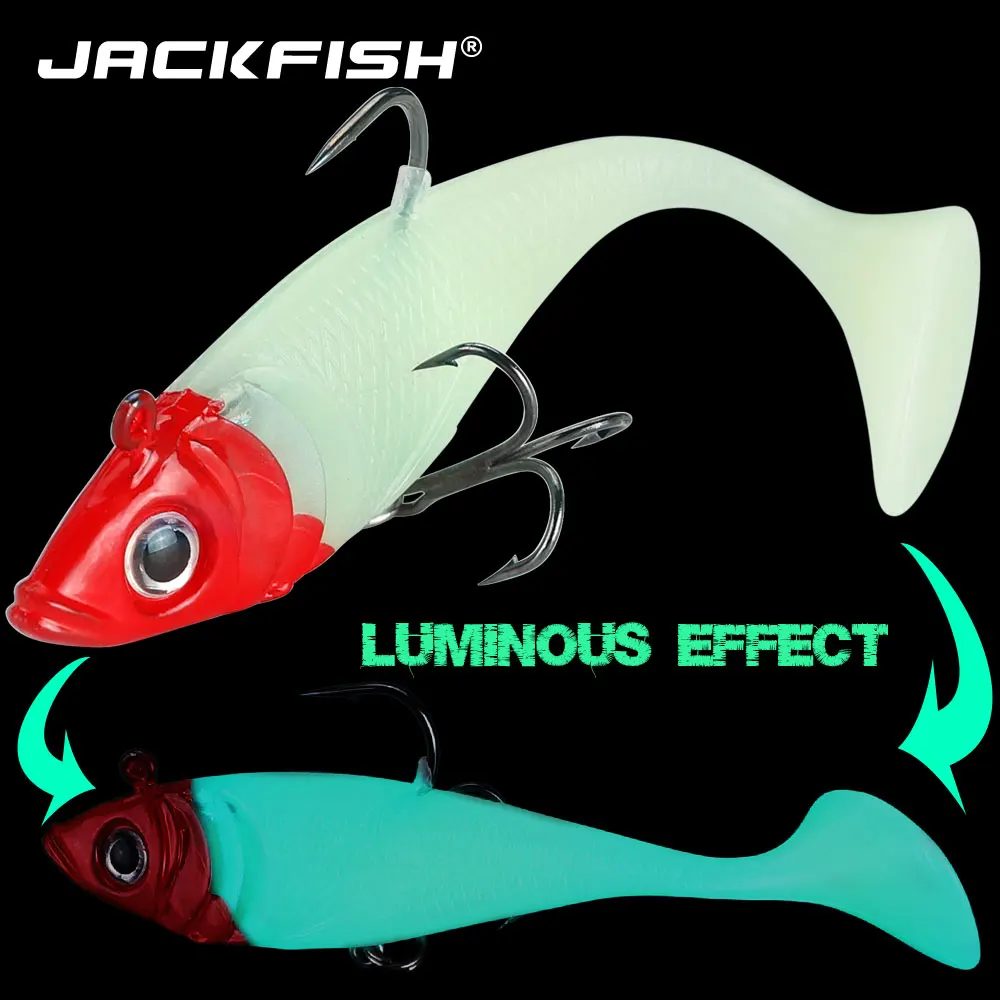 JACKFISH 10 г/20 г 3D глаза свинцовые рыболовные приманки с Т-образным хвостом мягкие рыболовные приманки одиночные крючковые приманки искусственные приманки блесна для поддева резины