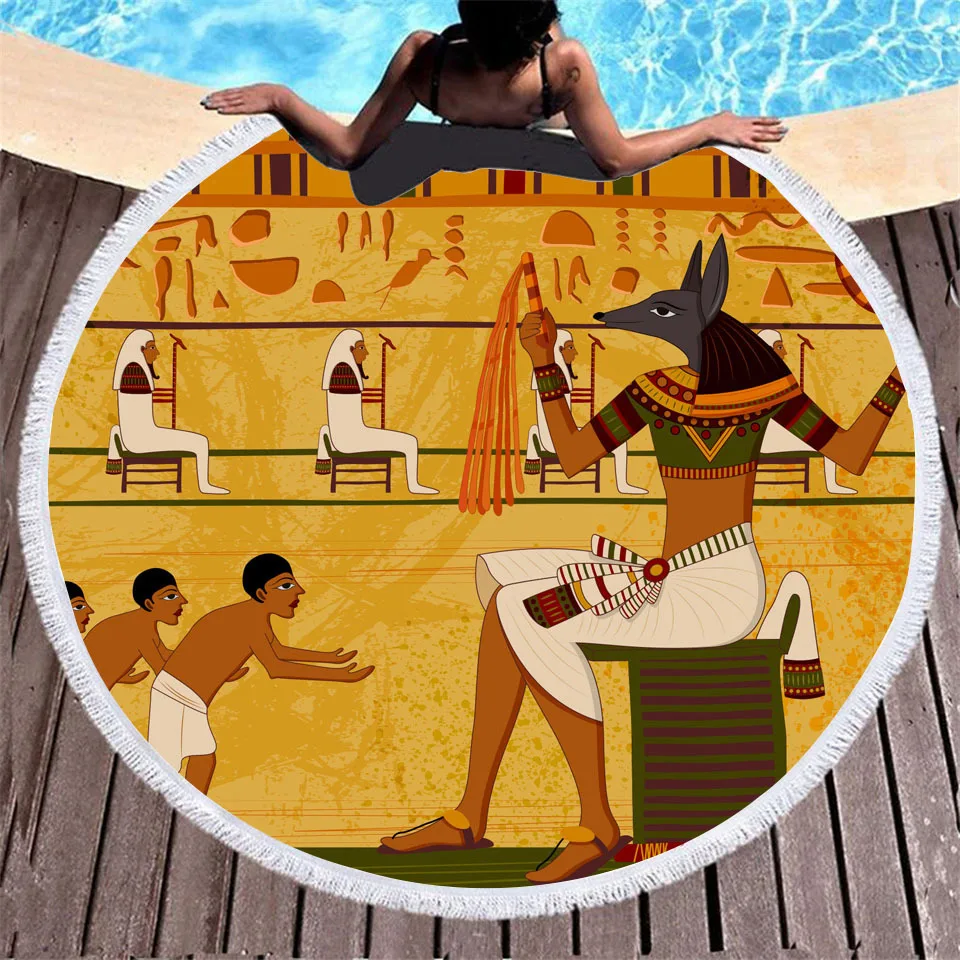 

New Egyptian Figure Digital Print Outdoor Sports Swimming Pool Towel Fashion Men's and Women's Surfwater Beach Towels