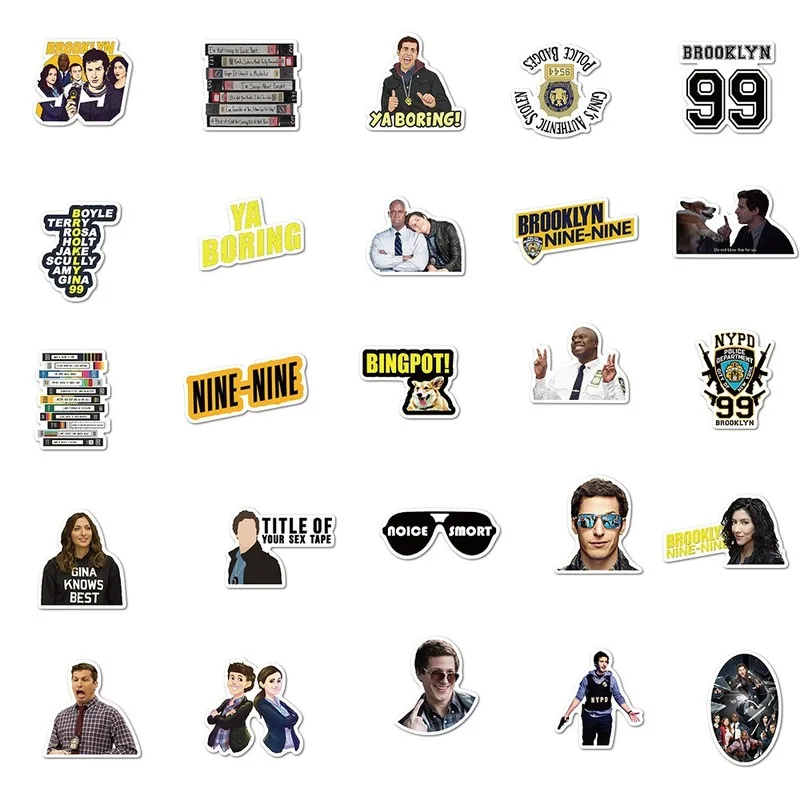 Pegatinas de la serie de TV Brooklyn para ni&ntilde;os, calcoman&iacute;as de papeler&iacute;a DIY para motocicleta, monopat&iacute;n, port&aacute;til, guitarra, pegatina para casco, 50 Uds.-4